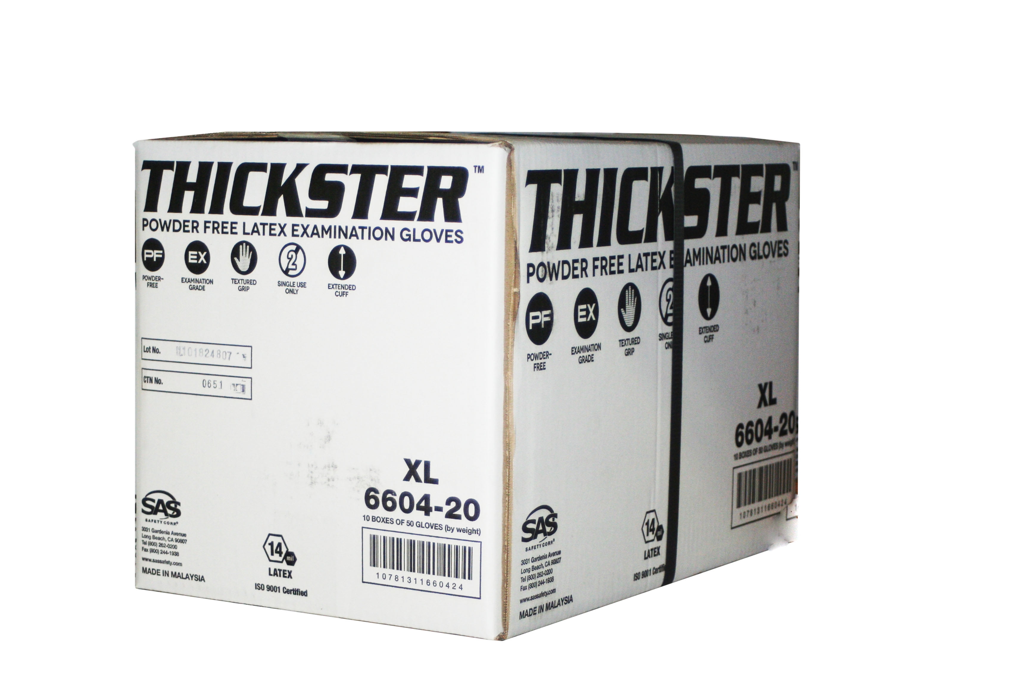 Case of 10 boxes Details about   SAS THICKSTER PF Latex Exam Grade Glove Powder-Free 