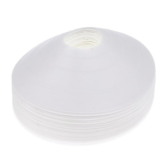 Set of 25 Sport Training Cone Disc Cones for Soccer, Football, Training, Kids Adults, Field Marker Cones - Select Colors White