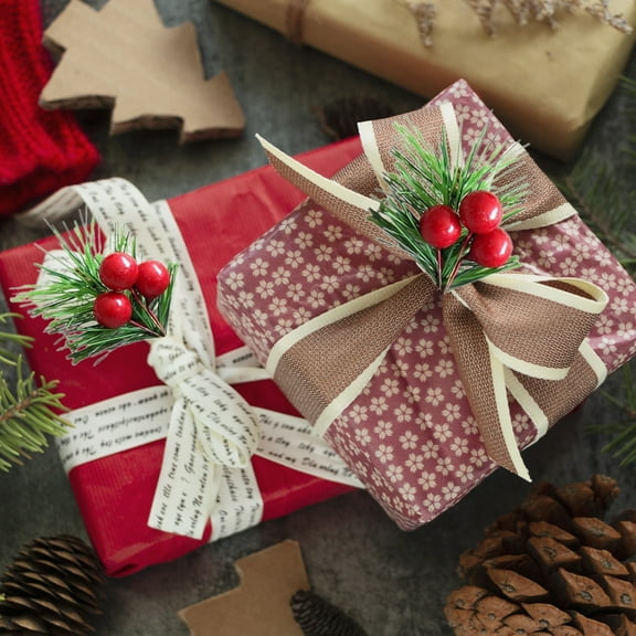 JWshufel 6 Pack Christmas Decorations Christmas Tree Ornaments Christmas Garland Mini Gift Box Artificial Flowers Needles Snowflakes Realistic Festive Home Decor Cozy Holiday Atmosphere 3.1in Red