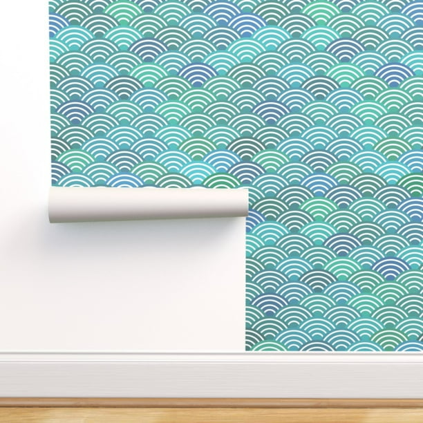 Peel & Stick Wallpaper Swatch Mermaid Tail Scales Waves Sea Ocean