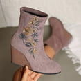 thumbnail image 4 of Mepaouo Women's Wedge Boots Suede Embroidery Sock Slip on Ankle Dress Booties with Low Wedges, 4 of 8