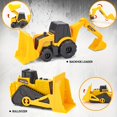 thumbnail image 4 of Ensemble de Jouets de Camions de Construction de Luxe, Lot de 5 - Comprend Camion-Benne, Bulldozer, Chargeuse sur Pneus, Excavatrice et Rétrocaveuse - Jouets Éducatifs à Roue Libre, Durables et Colorés pour Enfants - Parfait Noël, 4 of 5