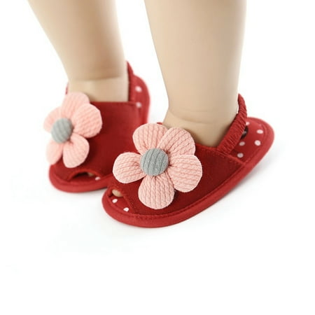 

Uccdo Baby Girl Flower Sandals Shoes Newborn Anti-Slip Summer Falts Shoes+Headband