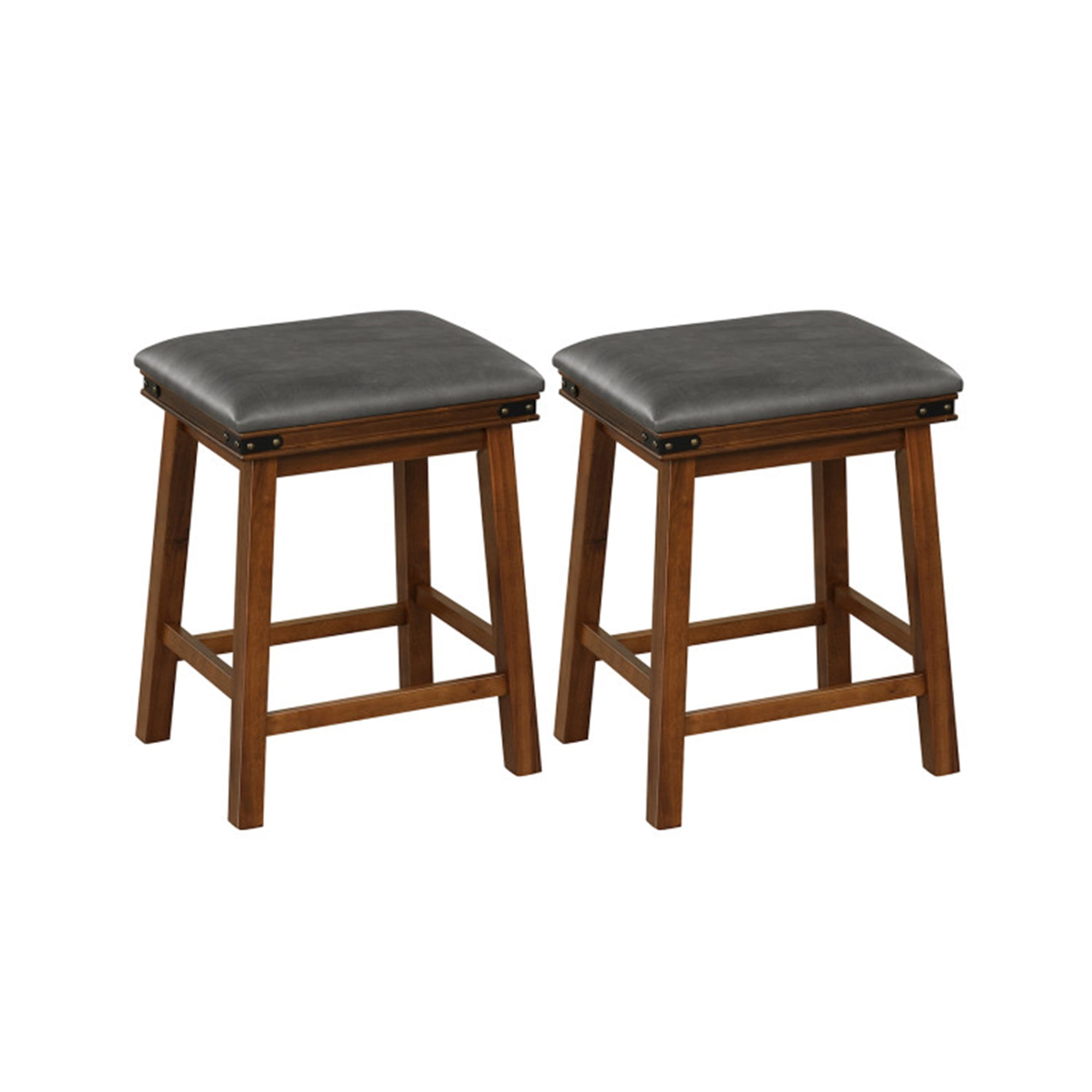 Demi Bonn 24" Set of 2 Rubber Wood Bar Stool, Modern Kitchen Dining Chair, Brown