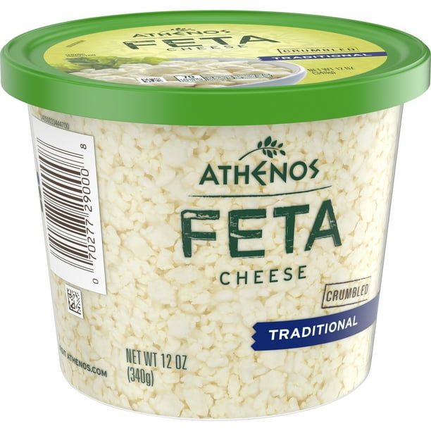 Athenos Traditional Feta Cheese Crumbles, 12 oz Tub