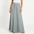 thumbnail image 5 of ShomPort Maxi Skirt for Women Cotton Linen Summer Causal Elastic Waist Drawstring A-Line Long Skirts Vacation, 5 of 6