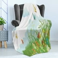 thumbnail image 4 of Grass Soft Flannel Fleece Blanket, Clouds with Spring Meadow with Butterflies and Green Grass Chamomile Blossom Garden, Cozy Plush for Indoor and Outdoor Use, 60" x 80", Multicolor, by Ambesonne, 4 of 5