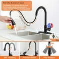 thumbnail image 2 of Matte Black Kitchen Sink Faucet High Arc Stainless Steel Single Handle Kitchen Faucets with Soap Dispenser for Farmhouse Utility Camper Laundry Rv, Pull Down Sprayer & Deck Plate, 2 of 7
