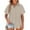 *Khaki, variant on ClodeEU Women's V Neck Short Sleeve Button Loose Fit Shirt Top ,Solid Color Casual Blouse Light Blue,Womens Plus XXL