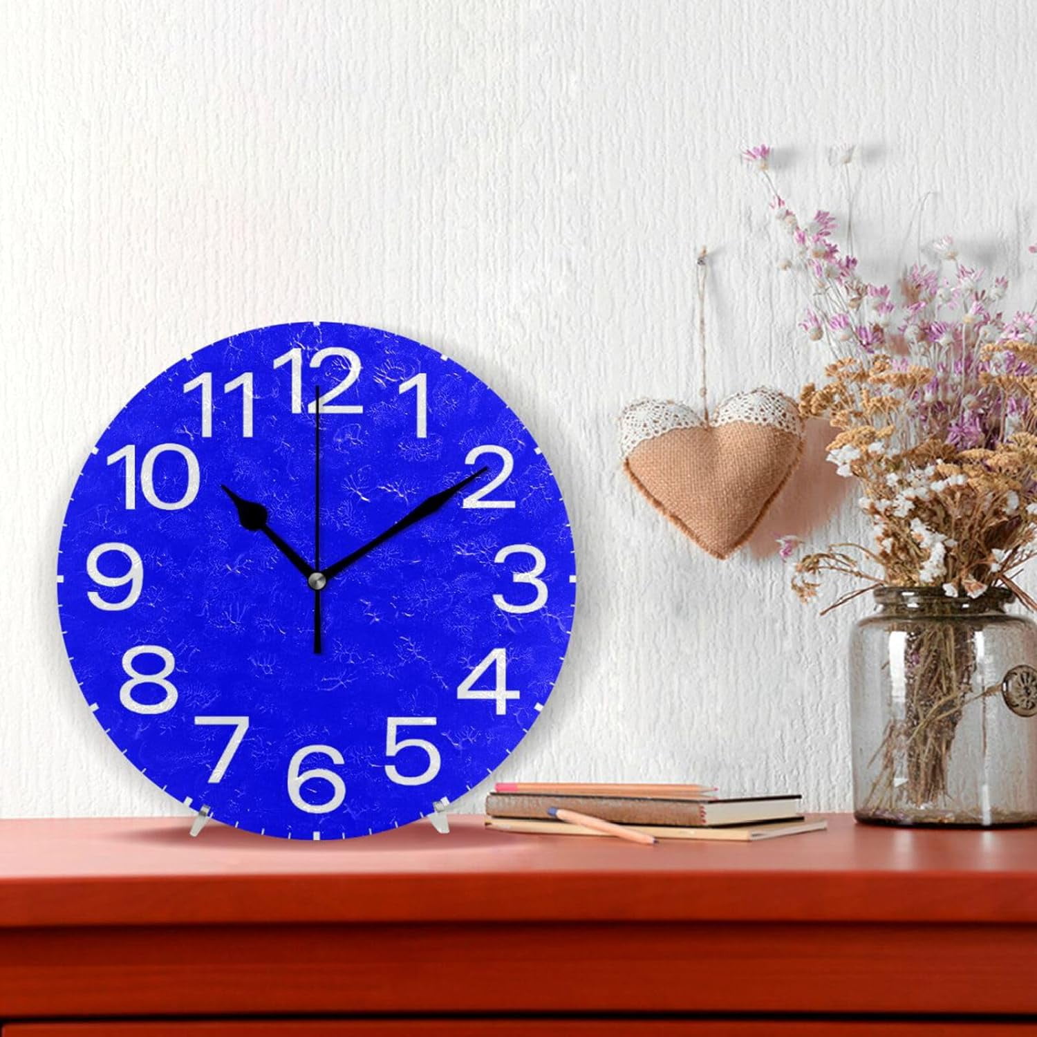 GZHJMY Dark Blue Wall Clock,Silent Non Ticking 10 Inch Battery