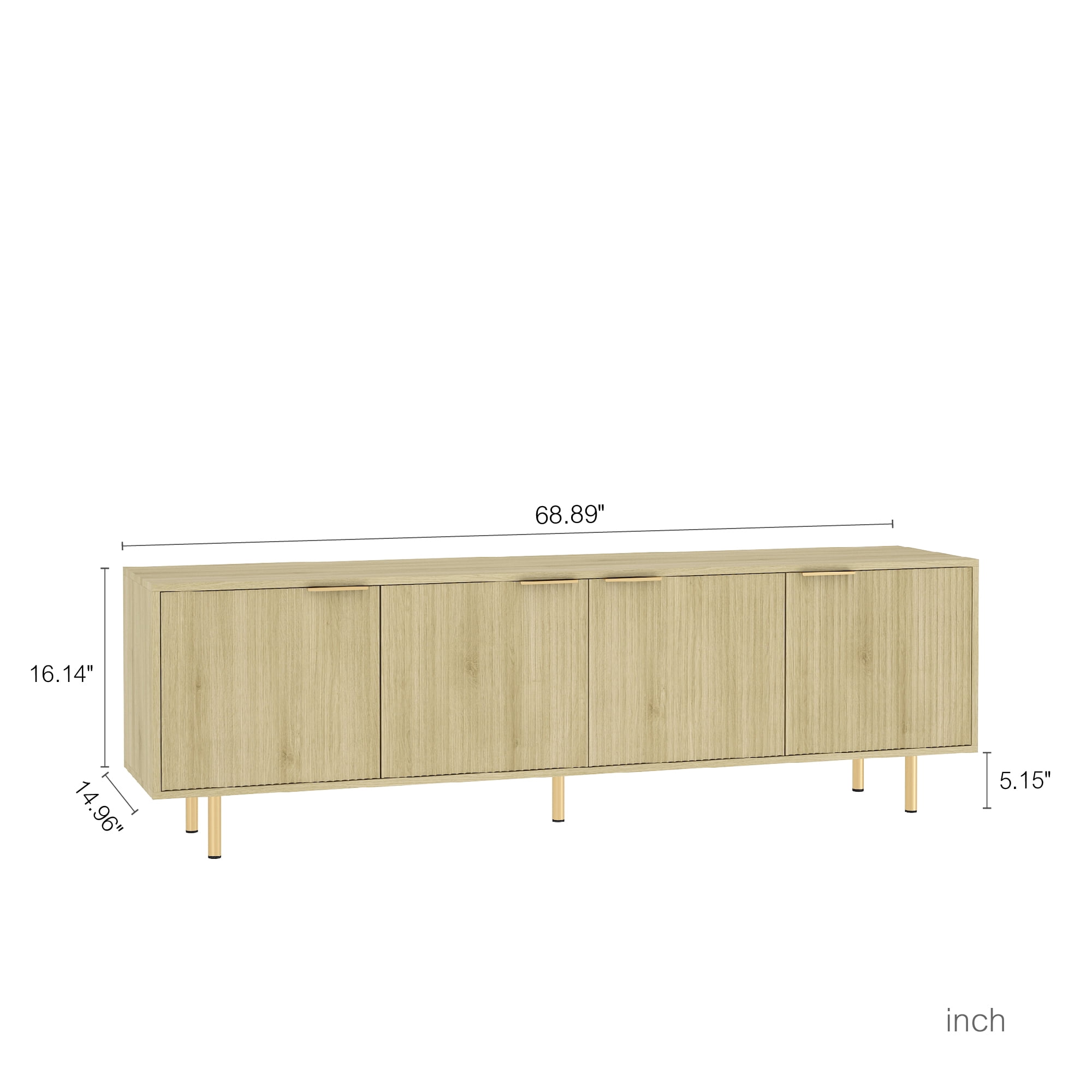 Aukfa Modern TV Stand for 75 inch TV with Door for Living Room Bedroom,Natural