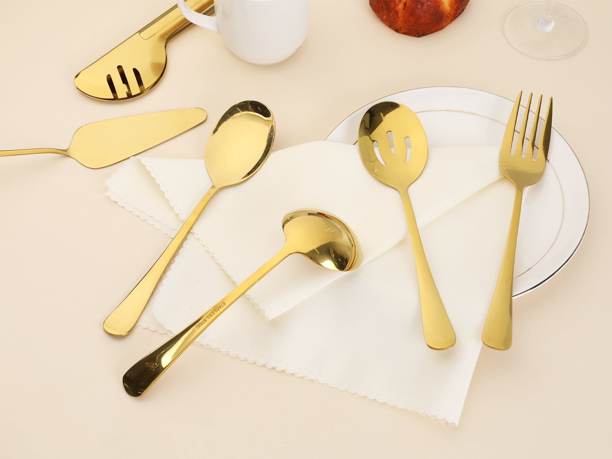 Unique Bargains 10 Piece Silverware Set Stainless Steel Flatware Gold 10 Pcs