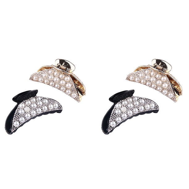 4PCS Pearl Rhinestone Pelo Jaw Clips Moda Abrazaderas para Mujeres para Mujeres Chicas