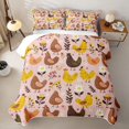 thumbnail image 2 of Erosebridal Cartoon Rooster Chicken Quilt Full, Rustic Farmhouse Animal Full Bedspread Sets, 3 Pieces 1 Quilt and 2 Pillowcases, 2 of 7