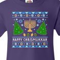 thumbnail image 4 of Inktastic Happy Chrismukkah Sweater Style with Menorah and Trees Youth T-Shirt, 4 of 5