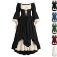 thumbnail image 2 of Renaissance Medieval Women Costume Dress Off Shoulder Corset Bell Sleeve Victorian Dresses Halloween Dress Black M, 2 of 8