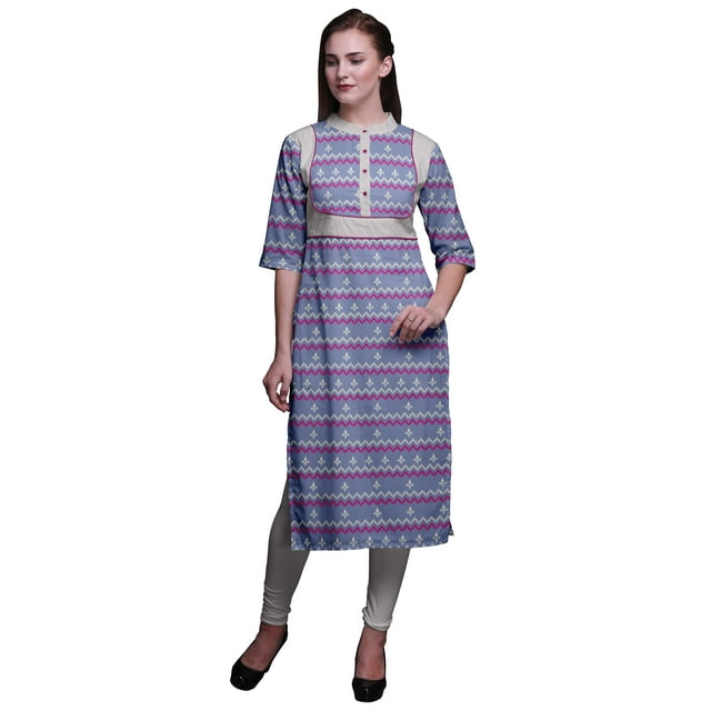 Bimba Printed Kurta Straight Tunic Tops Women Summer Wear Ladies Kurti