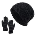 thumbnail image 2 of 2Pcs/Set Winter Beanie Hat Touchscreen Gloves Set for Men and Women, Beanie Gloves Set with Warm Knit Fleece Lined, 2 of 8