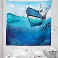 thumbnail image 1 of Underwater Tapestry, Fishing Boat in the Sea Ocean Coral Reed and Fishes Illustration, Fabric Wall Hanging Decor for Bedroom Living Room Dorm, 5 Sizes, Dark Turquoise and Blue, by Ambesonne, 1 of 1
