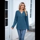thumbnail image 4 of Camisas de Larga para Mujer, Suéteres Elegantes Informales con Botones y Cuello en V, Tops Tipo Jersey, Conjuntos de Otoño. Azul Pavo Real L, 4 of 10