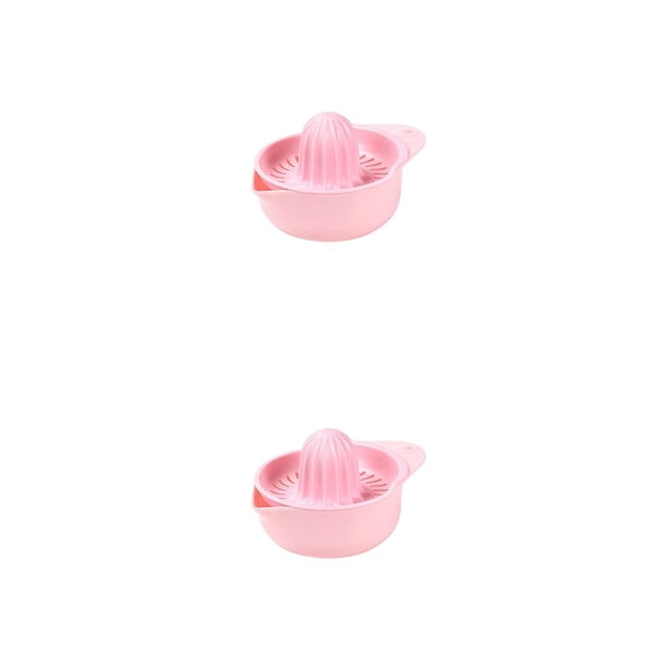 Cateissary Exprimidor de limón Ligero de un solo orificio Plástico Prensa manual multifuncional Exprimidores de frutas en forma de V para cocina Rosado 2piezas