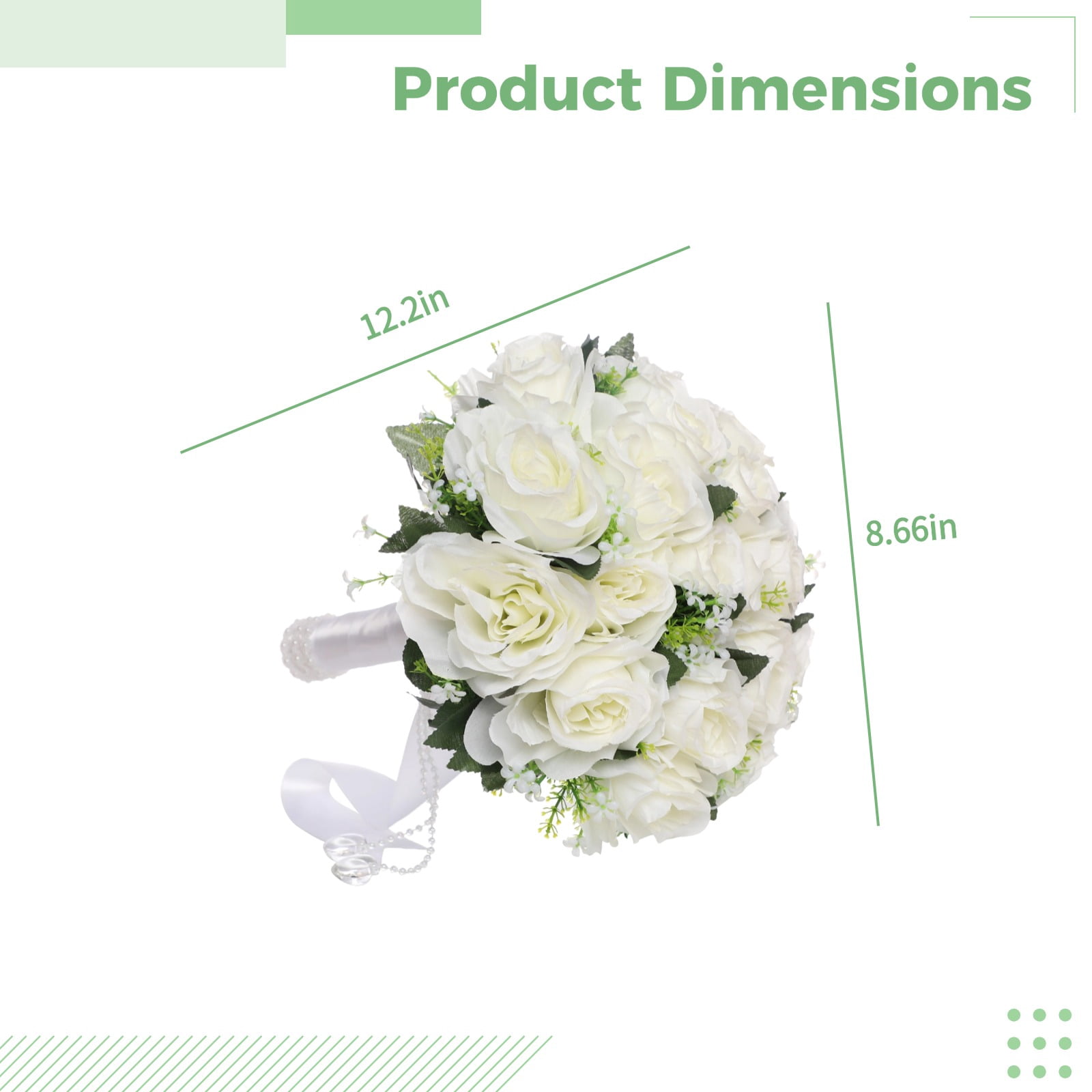Bride Bouquets for Wedding, Artificial Wedding Bouquet, Silk Flowers with White Roses and Pearls, Elegant Handcrafted Design, Ideal for Brides and Bridesmaids