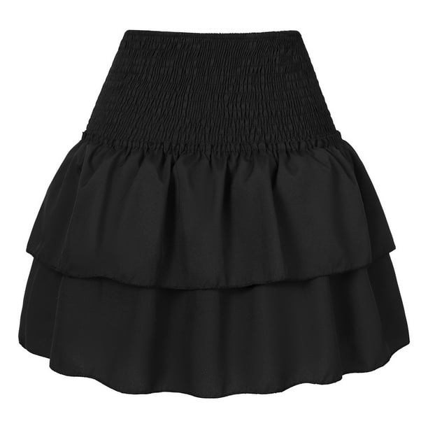 Fgnfyis Womens Skirt Pleated Ruffle Printed Fashion Lace Mini