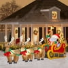 20' Long Airblown Christmas Inflatable Santa In Sleigh With Three Reindeers