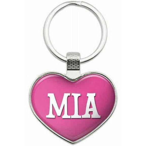 Mia - I Love Name Metal Heart Keychain Key Chain Ring, Multiple Colors Available
