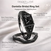 Danielle Wedding Ring Set for Women CZ Black Engagement Ginger Lyne Collection