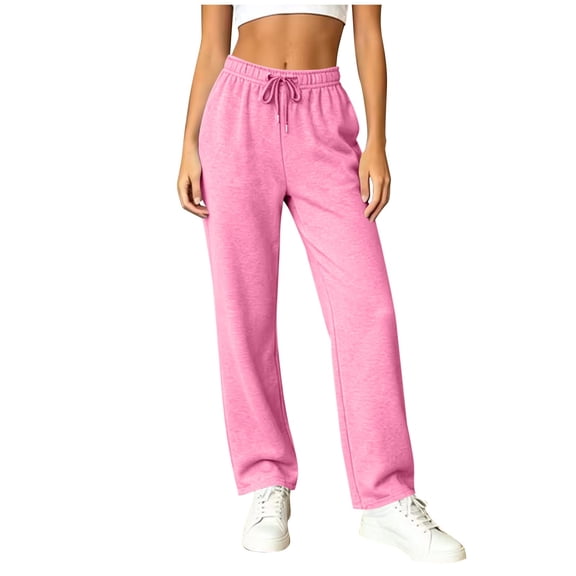 Wide Leg Sweatpants for Women Casual High Waisted Baggy Sweat Pants Drawstring Workout Jogger Trousers with Pockets