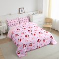 thumbnail image 3 of Feelyou Kawaii Bowknot Cherry Full Size Comforter Sets for Kids, Dreamy Cherry Blossoms Bedding Comforter Set, Cartoon Love Heart Reversible Bedding Sets, Microfiber Bedroom Decor, 3 Pieces, 3 of 8