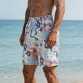 thumbnail image 5 of Enjoytime Mens Swim Trunks Print Elastic Waist Drawstring Breathable Lightweight Casual Summer Beach Shorts, 5 of 7