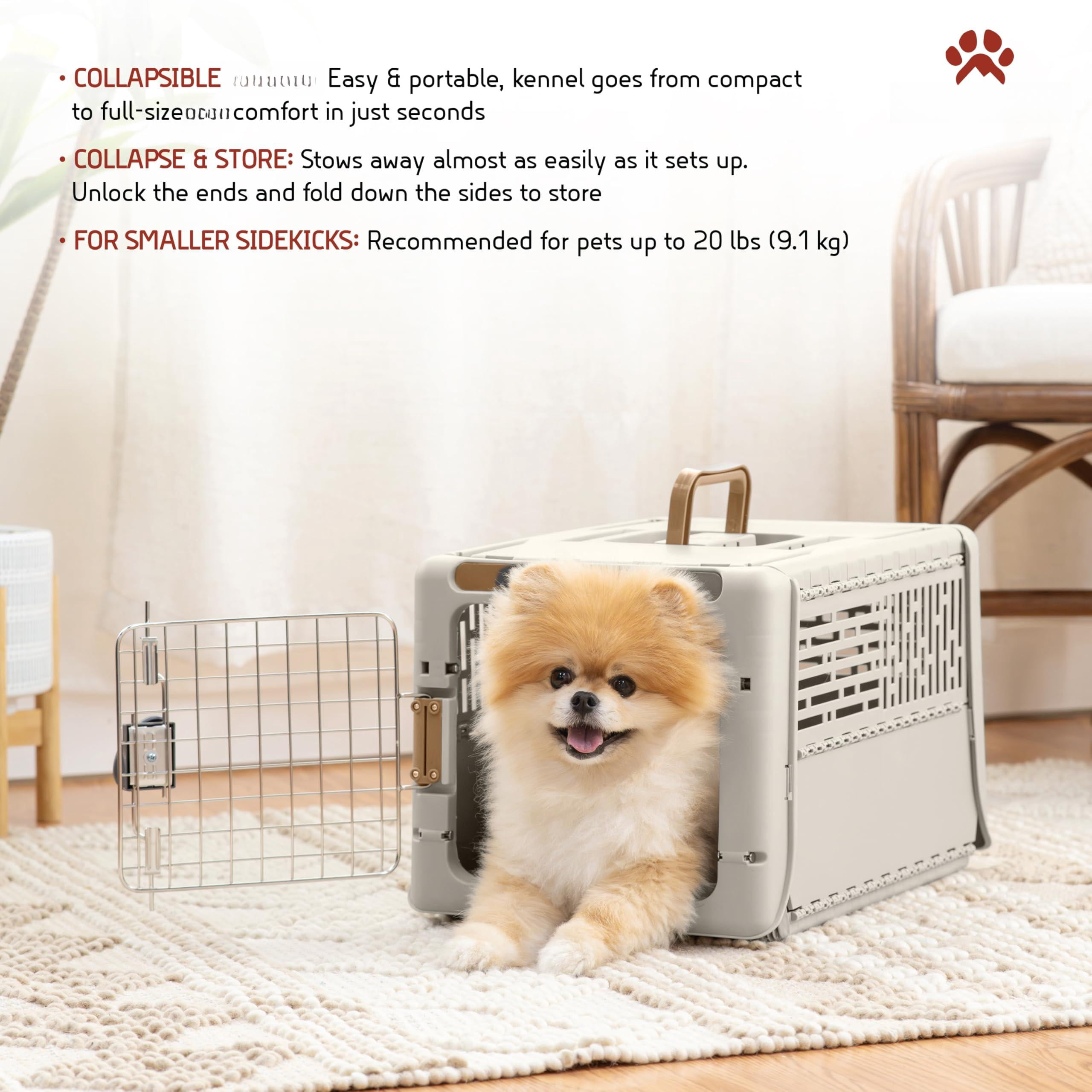 Collapsible X-small Pet Travel Carrier (tan)  Hard-sided Kennel For Small Dogs Puppies Cats Kittens Animals Up To 20lbs Washable Home & Outdoor Crate 19.6"l X 13.5"w 12"h