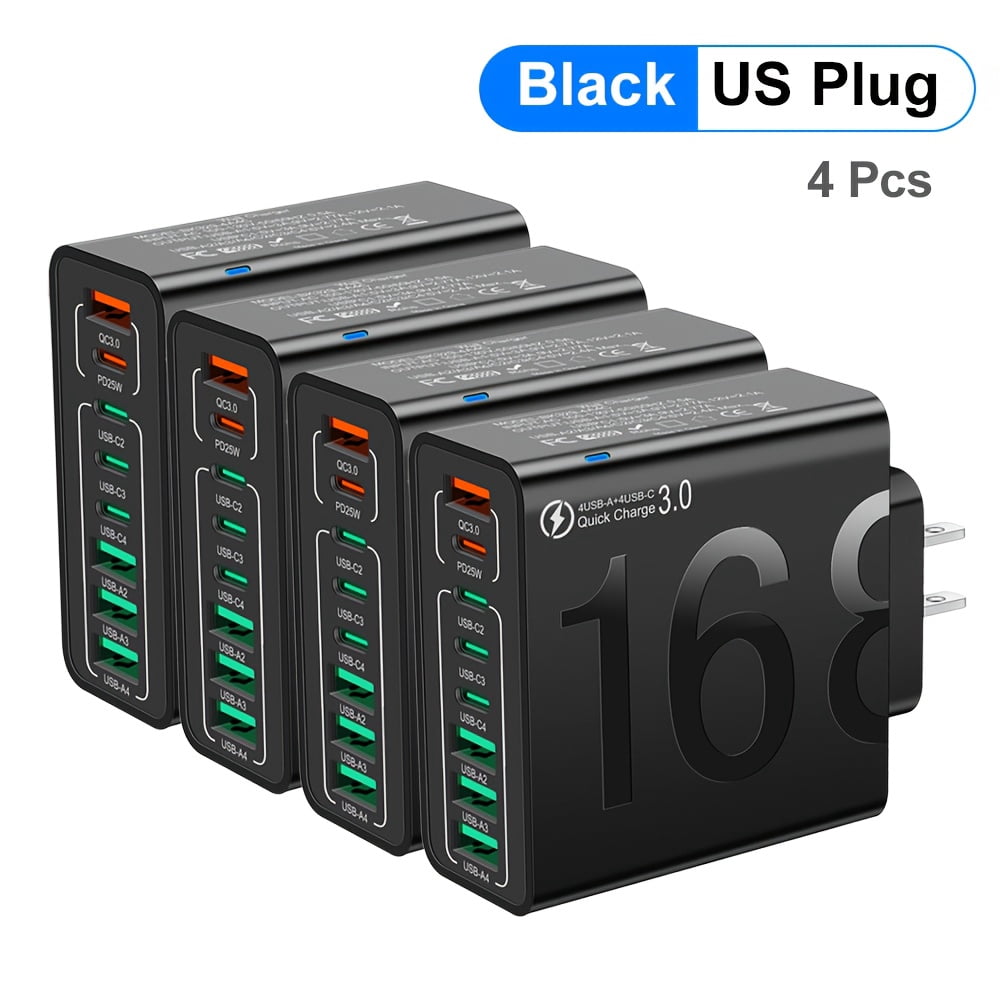 8 Ports PD + USB QC3.0 Type C Mobile Phone Fast Charging Adapter, 4PD + 4USB Fast Charging Charger Adapter, US Plug Portable Convenient Travel Charger Wall Charger