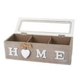 thumbnail image 2 of simhoa Rectangular Wooden Tea Box with Lid Tea Bag Holder Organizer and Viewing Window Jewelery Box Tea Bag Box for Coffee Creamers Tea Bags 3 Grid, 2 of 6