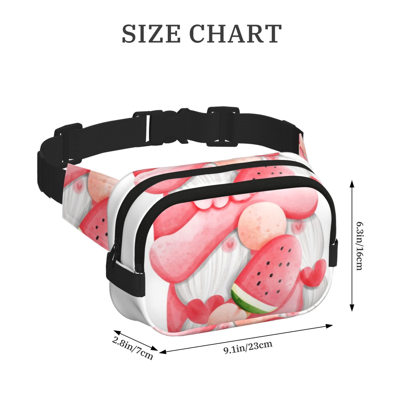 Picia Watercolor Tropical Gnomes Print Square Double-Layer Waist Bag Mini Adjustable Waist Belt Bag Exercise Running Travel Hiking