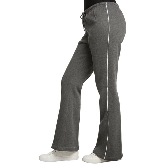 Sweet Vibes Women's Fleece Contrast Color Piping Flare Bottom Sweatpants Drawstring Waist