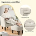 thumbnail image 5 of Resenkos Barrel Club Chair with Ottoman Set Linen Fabric Accent Chair with Footrest-Beige, Modern Mid-Century Upholstered Living Room Chair, 5 of 6