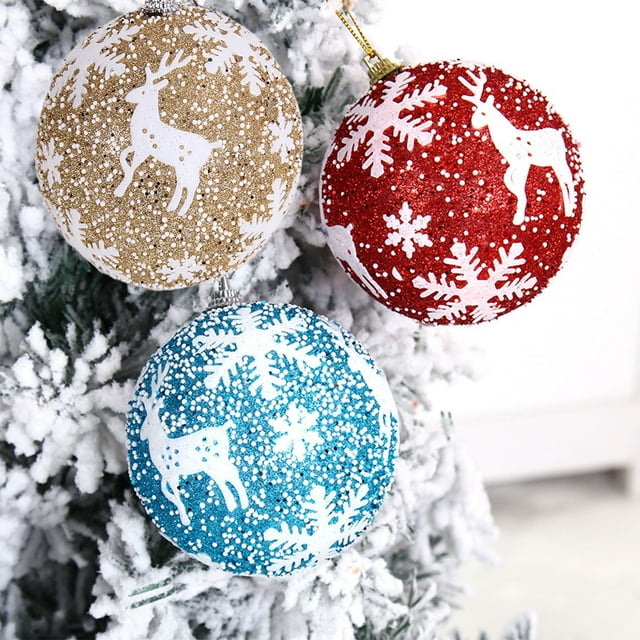 Adorno Navideño Colgante de Bola de Espuma, Color Azul, con Forma de Copo de Nieve | 8 Cm / 3,15 Pulgadas | 1 Unidad