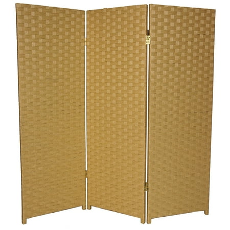 Oriental Furniture Woven Fiber Low Dark Beige Room Divider-48 Inch