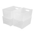 thumbnail image 1 of Organizador apilable de plástico para compartimiento de congelador y cesta de almacenamiento de refrigerador, mate transparente, 4 paquetes, 1 of 7