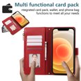 thumbnail image 4 of PU Leather Wallet Phone Case for iPhone 11 Flip Case with Card Holder, RFID Blocking Wallet, Zipper, Wristband & Kickstand, Shockproof Rugged Crossbody Phone Case Cover,Red, 4 of 9