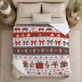 thumbnail image 4 of Christmas Motifs In Patterned Rows Print Cozy Flannel Blanket, Nordic Inspired Festive Graphics for Christmas Pattern Enthusiasts, a Christmas Gift for Living Room and Bedroom Home Decor, 4 of 7