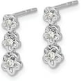 thumbnail image 2 of 14k White Gold Diamond 3-flower Post Earrings - 14mm Natural Diamonds, 2 of 5