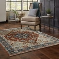 thumbnail image 2 of HomeRoots 508054 3 x 5 ft. Blue Beige Tan Brown Gold & Rust Red Oriental Power Loom Stain Resistant Rectangle Area Rug with Fringe, 2 of 8