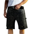thumbnail image 2 of Dolkfu Ripped Mens Shorts Rhinestone Denim Jean Shorts Distressed Zipper Men's 5 Inch Inseam Shorts 30, 2 of 9