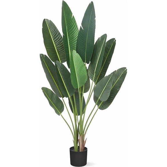 Artificial Bird of Paradise Tree 72in 13 Trunks Faux Banana Plant with Pot for Indoor/Outdoor Home Office Decor