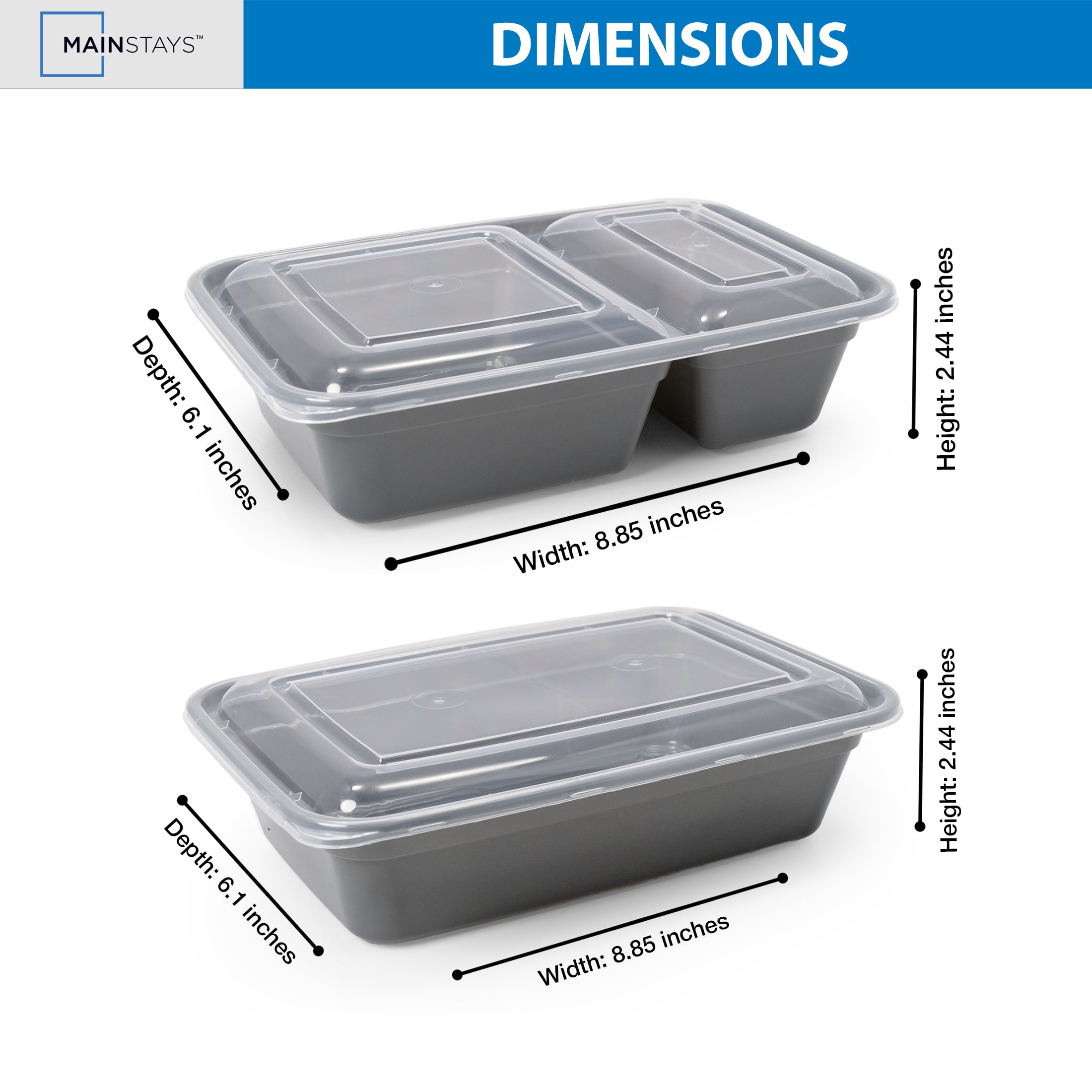 Mainstays 60-Piece BPA-Free Plastic Meal Prep Food Storage Container Set, Soothing Grey