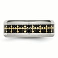 thumbnail image 3 of Stainless Steel Polished with Carbon Fiber Inlay/Yellow IP-plated Cross Ring 9.5 Size, 3 of 6